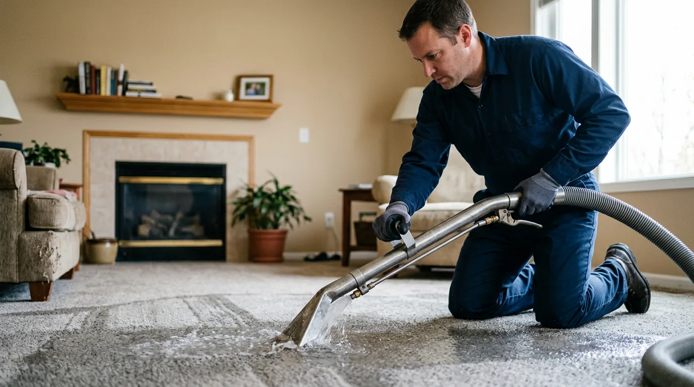 Water damage restoration technician working near Lafayette, MN